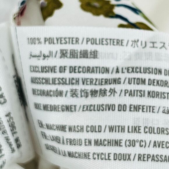 ABERCROMBIE & FITCH Top XS Floral Poplin Tie Neck Blouse Roll Tab Sleeve White - Picture 13 of 16